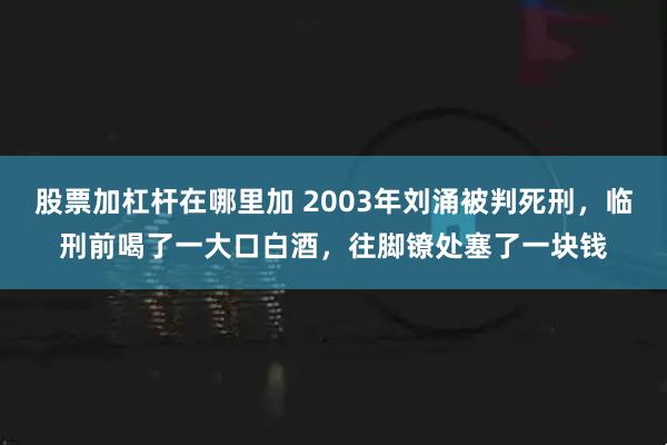 股票加杠杆在哪里加 2003年刘涌被判死刑，临刑前喝了一大口白酒，往脚镣处塞了一块钱